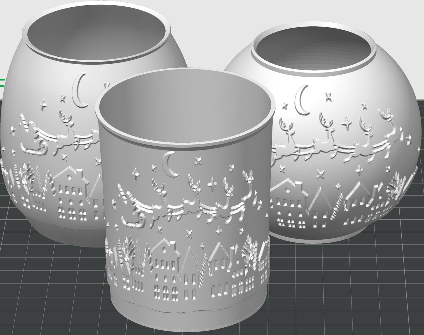 Lampara Litofania Navideña: Escena de Santa Claus Y el Pueblo