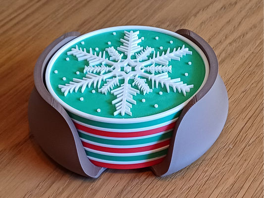 ❄️ Set de Posavasos Navideños 3D | ¡Diseño Copo de Nieve con Soporte! 🎁