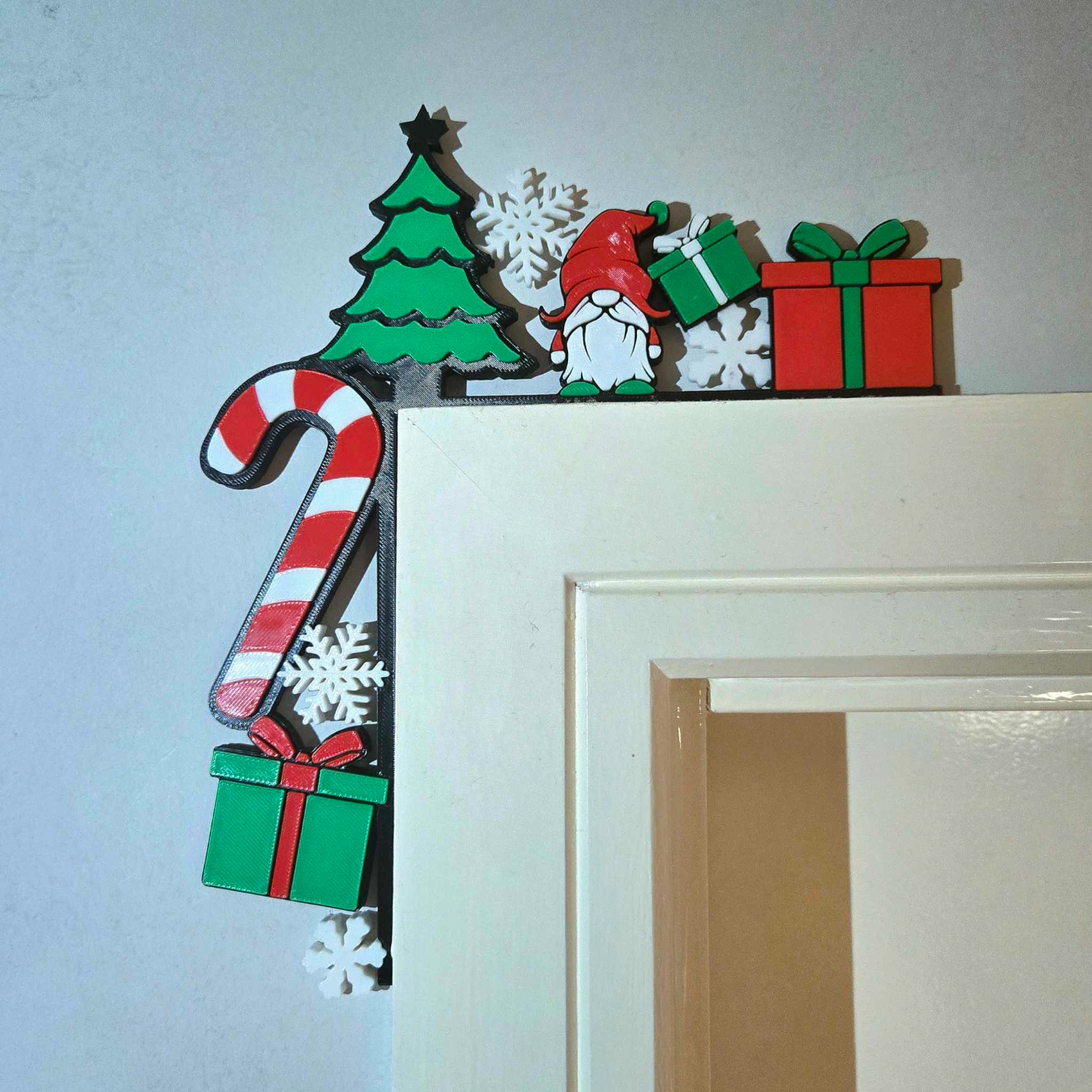 Gnomo Navideño 3D para Marco de Puerta y Esquina 🚪🎁